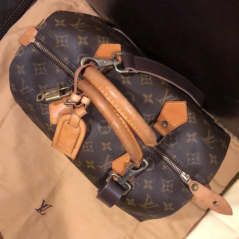 LOUIS VUITTON Speedy 30 LV Monogram Boston Duffle Travel Bag LV30 Dust Bag